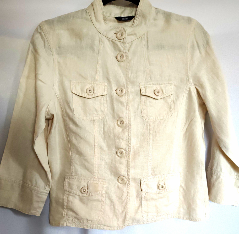 Mossimo Cream 100% Linen Utility Safari Jacket Size S